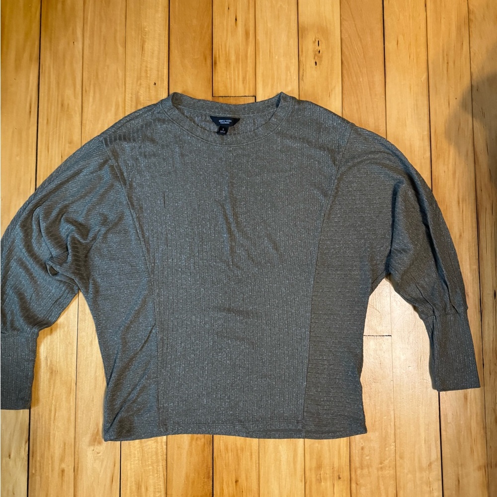 Simply Vera Vera Wang Ribbed Knit Top in Dark Green